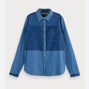 Scotch & Soda patchwork denim shirt
